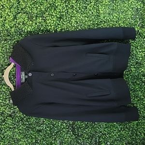 Ralph Lauren Active Sherpa Hoodie Black & Purple Full Zip Button Up Jacket SZ L
